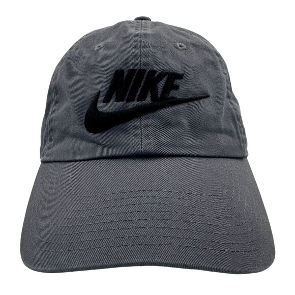 Nike Heritage86 Adjustable Baseball Cap Gray Black Embroidered Logo Strap Back - Picture 1 of 10